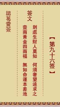 诸葛神签96签解签 诸葛神签第96签在线解签